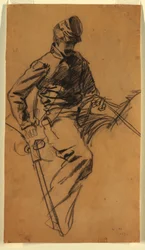 Rysunek, żołnierz kawalerii na koniu, 1863 r.