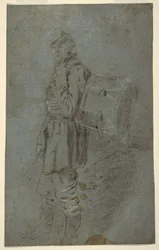 Rysunek przedstawiający perkusistę z boku, ok. 1864 r.