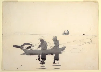 Rysunek Dwie postacie w łodzi wiosłowej, 1880 r.