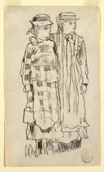 Rysunek, dwie dziewczynki, 1879