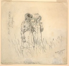 Rysunek Dwie dziewczyny na polu, 1879 r.