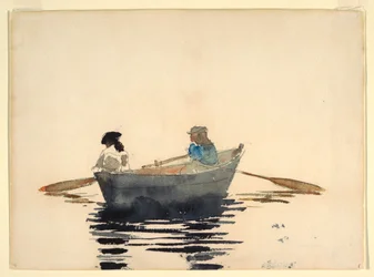 Rysunek, Dwie dziewczyny w łodzi wiosłowej, 1876-80