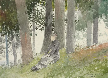 Dziewczyna siedząca w gaju