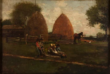 Stogi siana i dzieci, 1874.