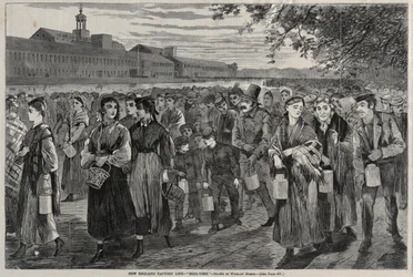 Życie fabryczne w Nowej Anglii - Bell-Time, 1868.