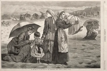 Na plaży w Long Branch - Godzina dla dzieci, 1874.