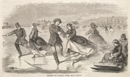 Łyżwiarstwo na Jamaica Pond, niedaleko Bostonu, 1859.