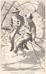 Huśtanie się na brzozie, z Our Young Folks, czerwiec 1867 r.