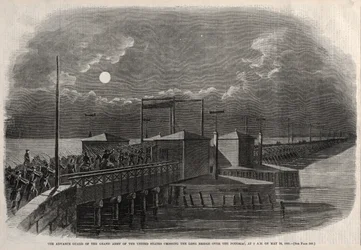 Straż przednia Wielkiej Armii Stanów Zjednoczonych przekracza Long Bridge nad Potomakiem o godz. 2 rano 24 maja 1861