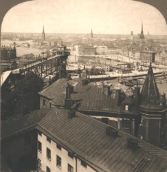 Ulice Sztokholmu z Moseback, Szwecja, 1905.