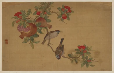 Ptaki, owoce i kwiaty, dynastia Qing, 1741.