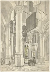 Widok na Nieuwe Kerk w Delft, z pomnikiem nagrobnym Wilhelma Orańskiego