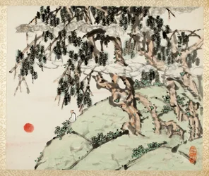Landscape and Figure, z albumu Landscapes and Calligraphy dla Liu Songfu 山水册页