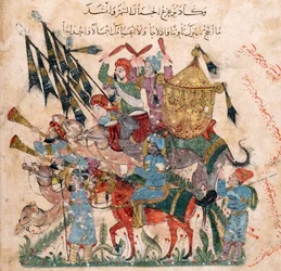 Karawana pielgrzymów w Ramleh z rękopisu Maqâmât al-Harîrîego, 1237