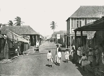 Scena uliczna w Port Royal na Jamajce, 1895.