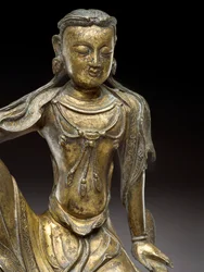 Bodhisattwa Avalokiteśwara, dynastia Yuan (brąz złocony) (detal z 119005)