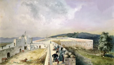 Widok eksperymentalnej farmy na przedmieściach Algieru, ok. 1830-31 (akwarela na papierze)