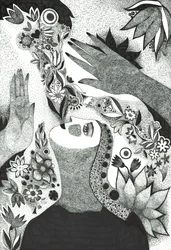 Kwiaty duszy, 2019 (rysunek tuszem na papierze)
