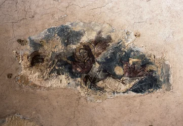 Anioł, fragment fresku w kościele Agios Georgios Apodoulou, Apodoulou, Kreta, Grecja (zdjęcie)