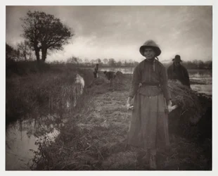 Rolnictwo, zbieranie „Poling The Marsh Hay” (transport du foin des marais)