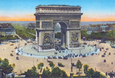 Łuk Triumfalny, z „Souvenirs De Paris – Zabytki widziane w kolorach” (kolor lito)