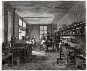 Atelier de galvanoplastie. Warsztat galwaniczny.