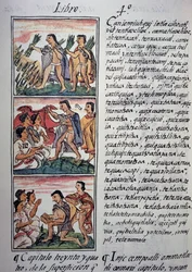 Wierzenia i przesądy, Księga IV kodeksu florenckiego, wersja dwujęzyczna w języku hiszpańskim i nahuatl, historia ogólna rzeczy nowej Hiszpanii, cywilizacja aztecka