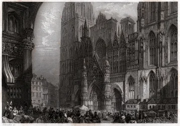Cathedrale de Rouen, ok. 1850 (rycina)
