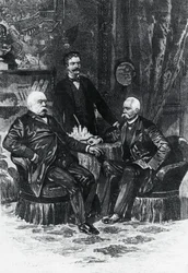 Konferencja Otto von Bismarcka (1815-1898) i Francesco Crispi (1819-1901) we Friedrichsruhe, październik 1887, Niemcy