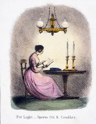 Na światło, olej z plemników i świece”, ok. 1845
