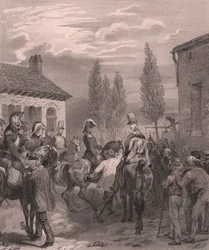 Armia francuska wkraczająca do Belgii, sierpień 1831, staloryt na papierze porcelanowym