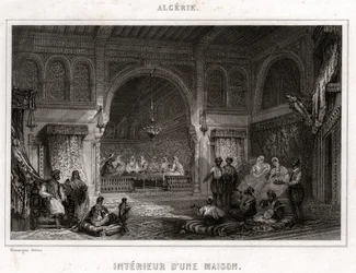 Wnętrze w Algierii, ok. 1840 r. (rycina)