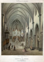 Wnętrze kościoła karmelitów w Bagneres de Bigorre. ok. 1870 (Grawerowanie)