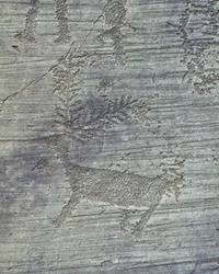 Włochy, Lombardia, dolina camonica, petroglify na skale