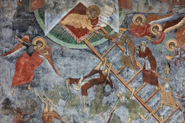 Klasztor (manastirea Sucevita). Kościół. Zewnętrzny. Ściana północna. Malowidła ścienne.
