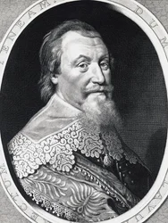 Portret Axela Gustafssona Oxenstierny (1583-1654), Wielkiego Kanclerza Szwecji, grawerowanie