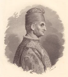Portret księcia Mediolanu, Filippo Maria Visconti (1392-1447), miedzioryt F Clerici z portretu wydanego przez Antonio Campo