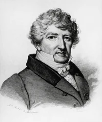 Portret Georgesa Leopolda Chretiena Frederica Dagoberta Cuviera (1769-1832), francuskiego biologa, rycina