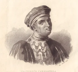 Portret włoskiego dowódcy wojskowego Francesca da Bussone, znanego także jako Carmagnola (1380-1432), miedzioryt E. Silvestriego według obrazu