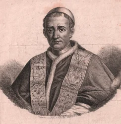 Portret papieża Grzegorza XVI (1765-1846), akwaforta i rycina, rysunek na żywo, Rzym, 5 lutego