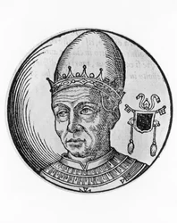 Portret św. Pawła I (700-767), 93. papieża Kościoła katolickiego z 757 r., rycina