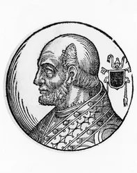 Portret Teodora I (zm. 649), 73. papieża Kościoła katolickiego z 642, rycina