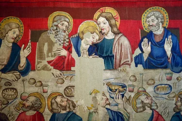 Muzeum Świętego Marka. Gobelin z wełny z epizodami Męki Pańskiej. Ostatnia Wieczerza.