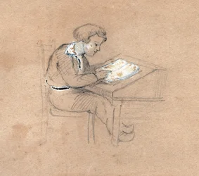 Uczeń w pracy na biurku. ok. 1830 (ilustracja)