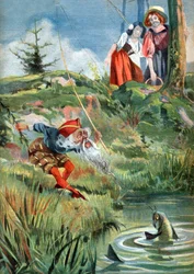 Królewna Śnieżka i Róża Pompon. ok. 1910 (grawerowanie)