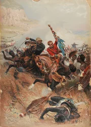 Porucznicy Melville i Coghill Saving the Colours, Zulu War of 1879, 1881 (chromolitho)