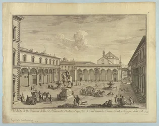 Widok Florencji, tablica z "Wybór XXIV Widoki na główne dzielnice, place, kościoły i pałace miasta Florencji"