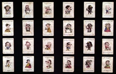 Happy Families, gra karciana na podstawie projektów Johna Tenniela, ok. 1860 (ręcznie kolorowana lito)