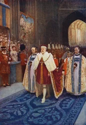 Król Edward VII wkraczający do Opactwa Westminsterskiego podczas koronacji