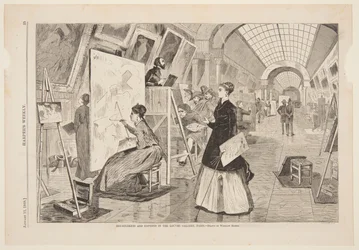 "Sztuka - Studenci i Kopiści w Galerii Louvre, Paryż"